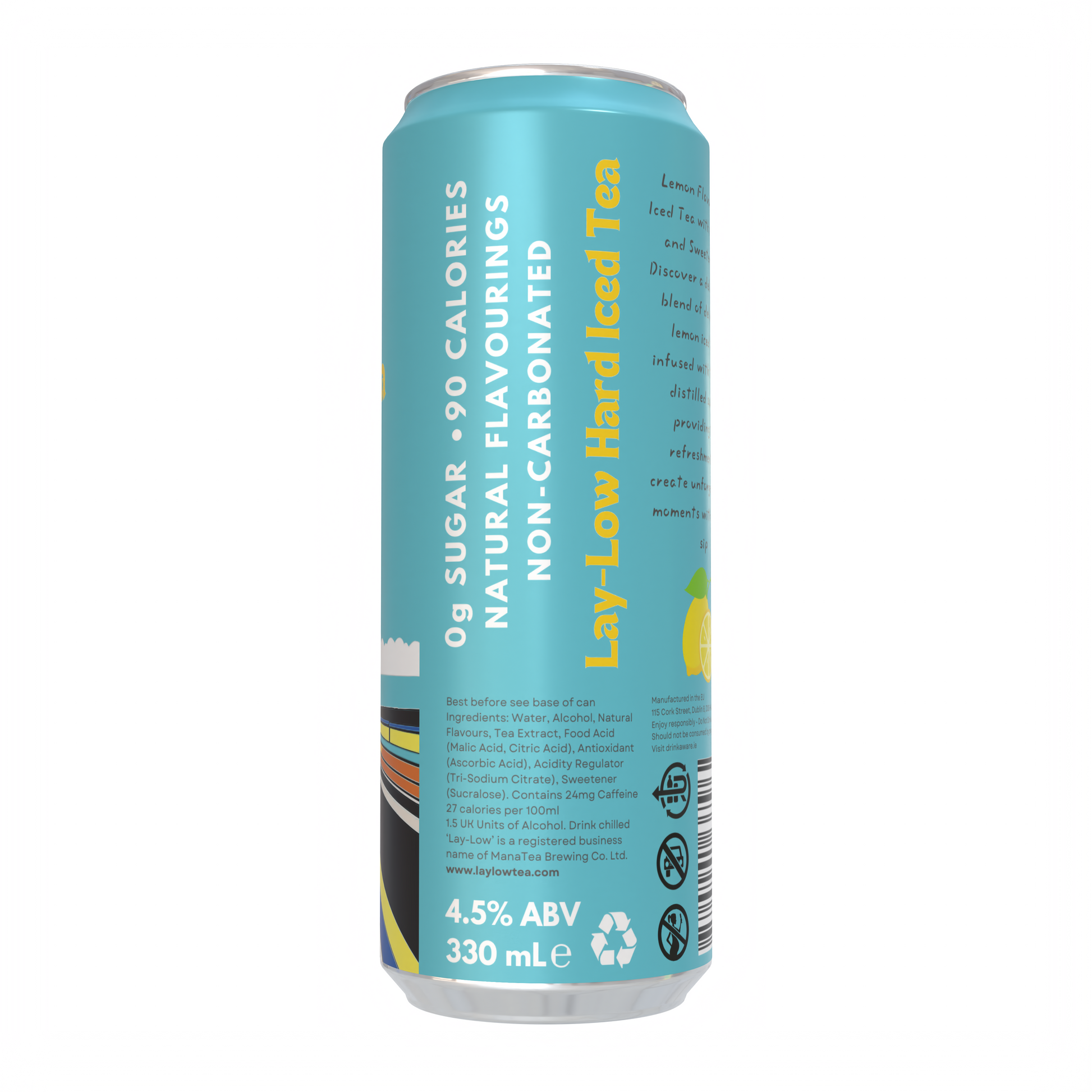 Side view of lemon hard iced tea