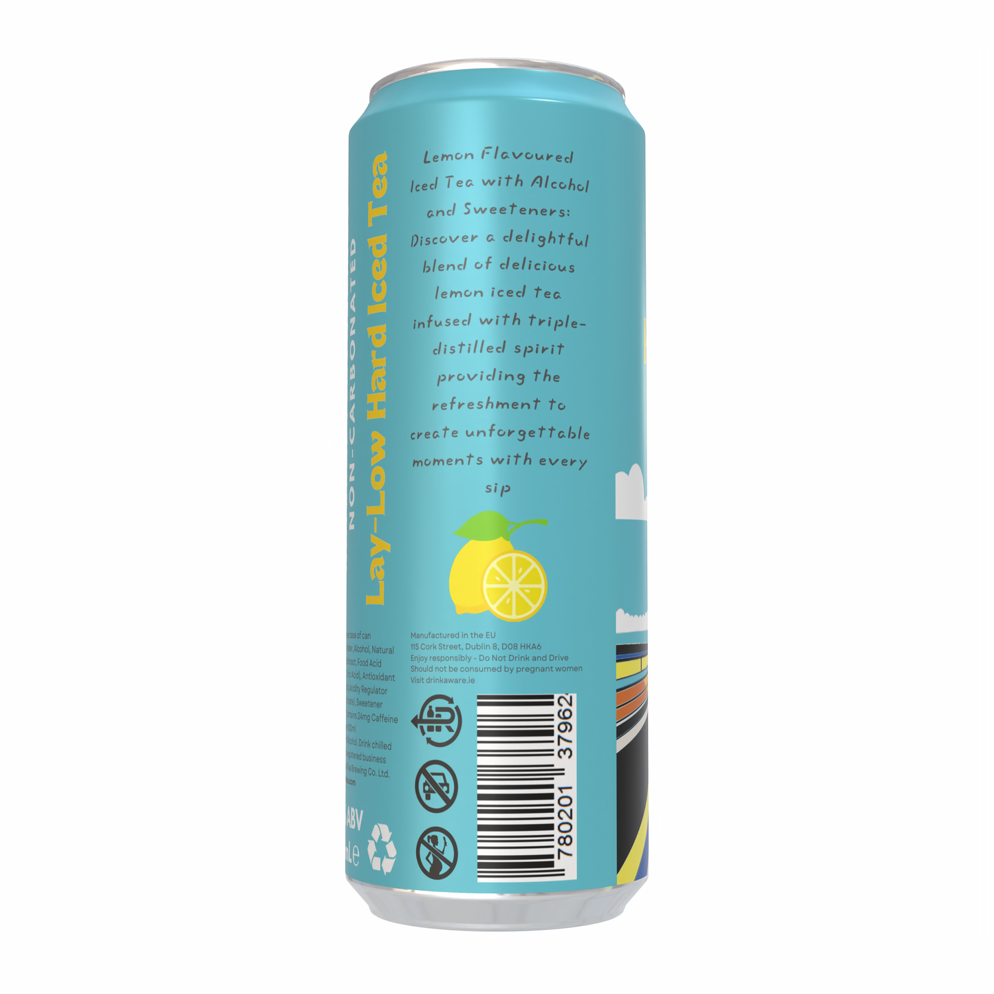 Side view of lemon hard iced tea