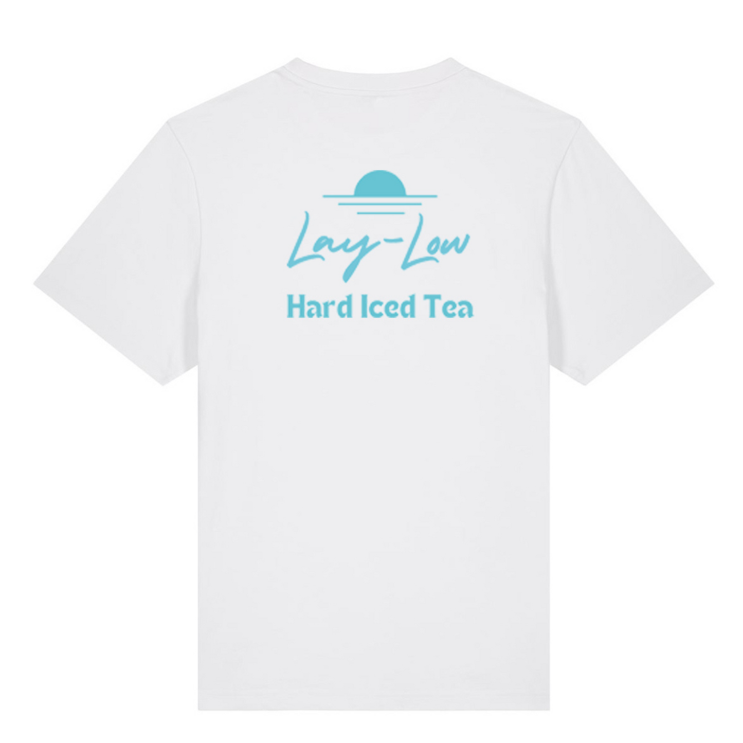 Back of white branded t-shirt