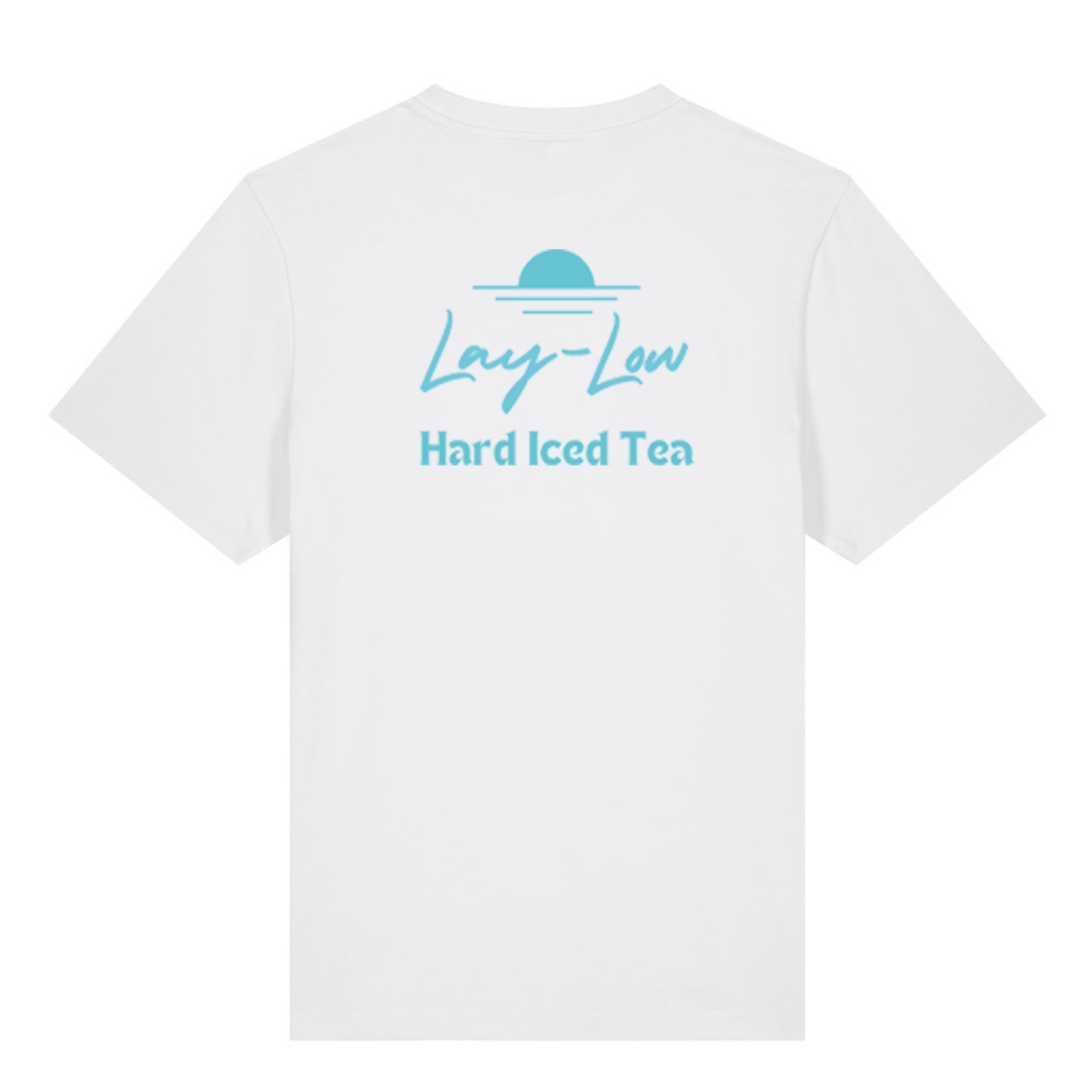 Back of white branded t-shirt